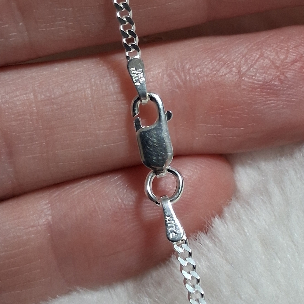 Solid 925 Ster. Silver 16" Italian Made 2mm Cuban Chain - Picture 4 of 4